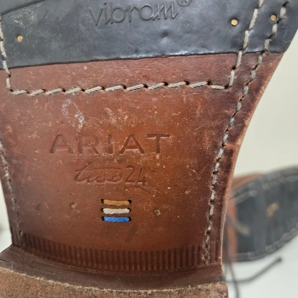 Ariat Two24 Mens Brown Leather Suede Lace Up Rear Zip Boots 10D